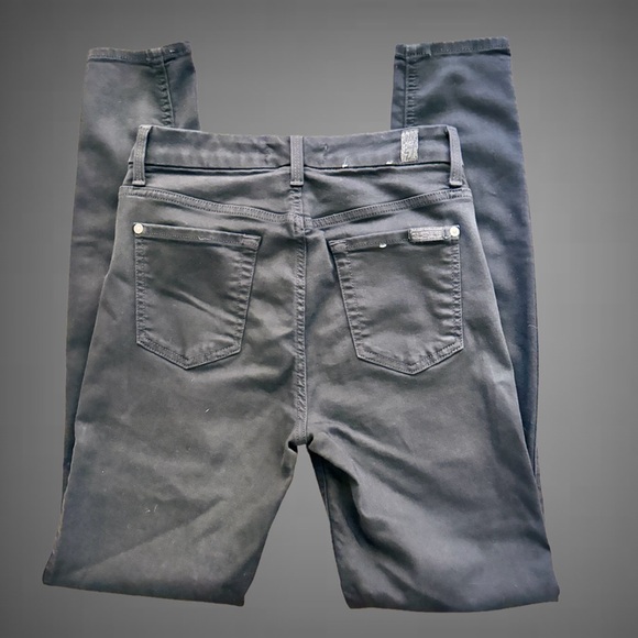 7 For All Mankind Black High-Waisted Skinny Jeans Sz 26 - Picture 3 of 5